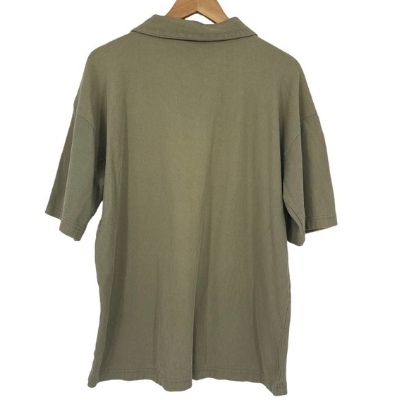 Vintage 90’s Yaga Polo Shirt Ribbed Zip Neck Olive Green Large - Picture 2 of 6